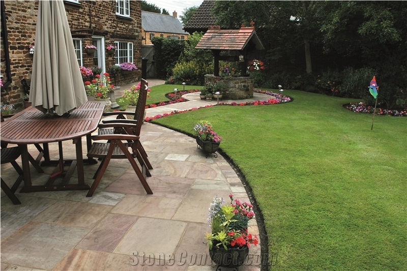Camel Dust Sandstone Patio Walkway Riven Paving