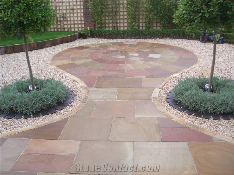 Camel Dust Sandstone Patio Walkway Riven Paving