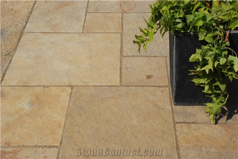 Holton Lime Riven Paving- Tandur Yellow Limestone, Shahbad Gold Limestone Patio Pavement