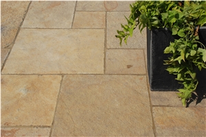 Holton Lime Riven Paving- Tandur Yellow Limestone, Shahbad Gold Limestone Patio Pavement