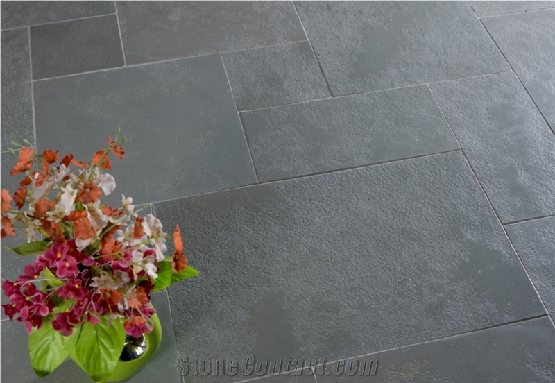 Lake Blue Leathered Limestone Pattern Floor Tiles