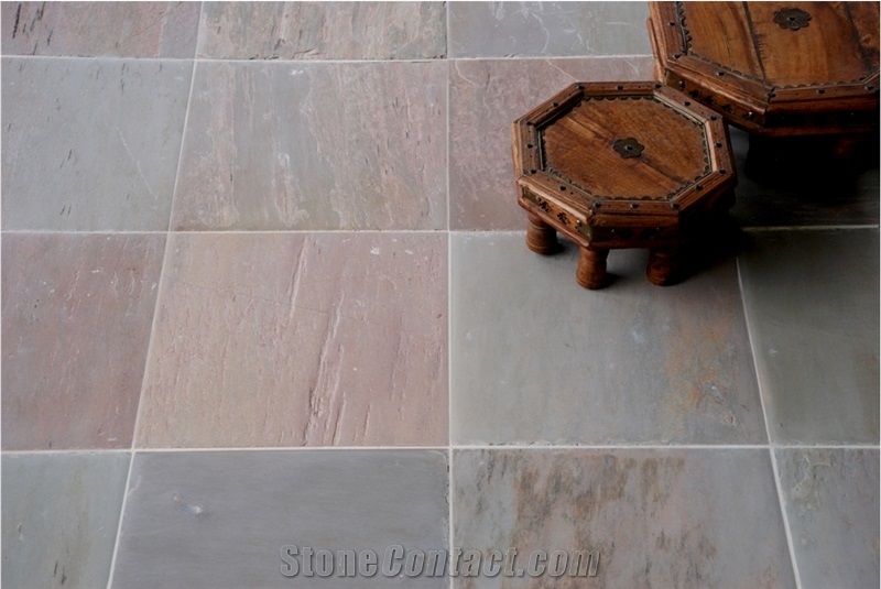 Lime Pink Antiqued Finish Limestone Tiles & Slabs