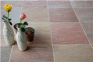 Lime Pink Riven Finish Limestone Tiles & Slabs