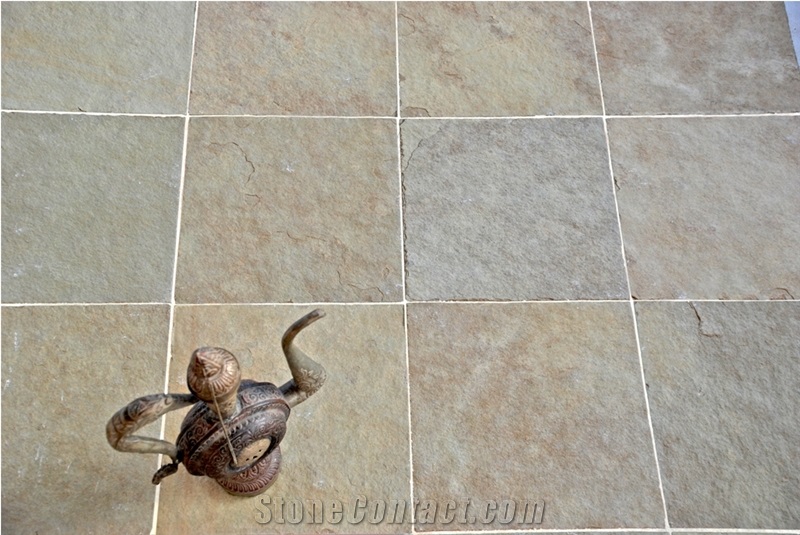 Lime Yellow Tandur Yellow Limestone, Shahbad Gold Limestone Riven Finish Tiles & Slabs