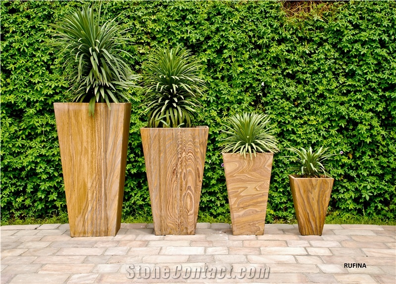 Natural Stone Slanted Shape Planters