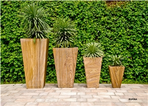 Natural Stone Slanted Shape Planters