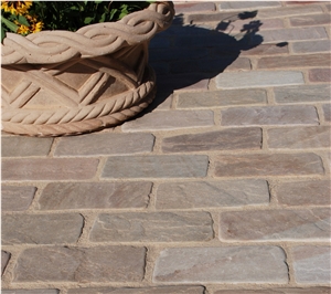 Ochre Beige Tumbled Hand Cut Paving Block Setts
