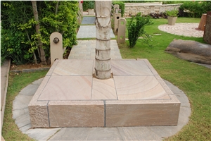 Ochre Brown- Tree Surround Natural Stone Kerbstone