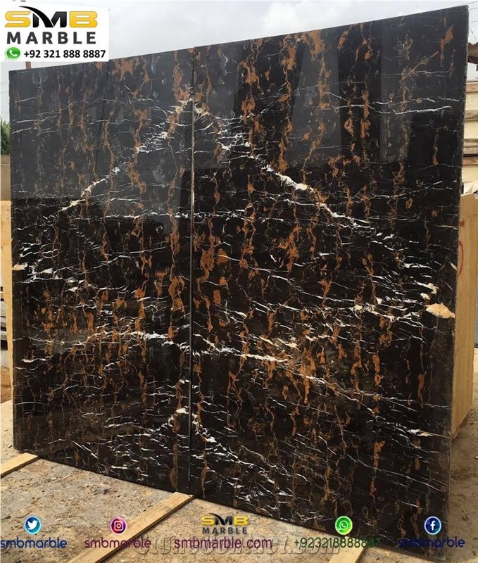 Black and Gold Marble-Slabs and Tiles