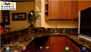 Black with Gold Stone Slabs & Tiles