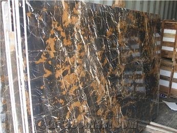 Pakistani Double Polished Black Marble with Gold