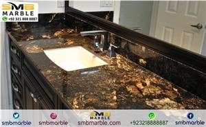 Pakistani Portoro Marble Vanity Top
