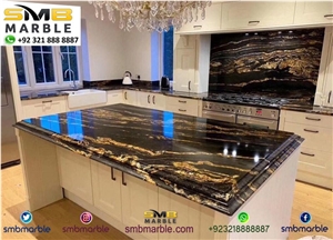Pakistani Portoro Marble Vanity Top