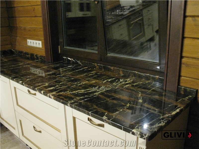 Portoro Marble Kitchen Countertops