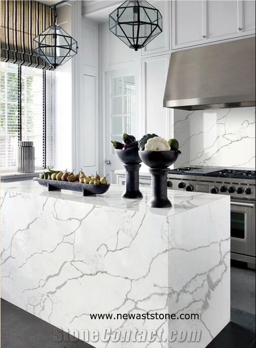 Artificial Calacatta White Quartz Stone Countertop