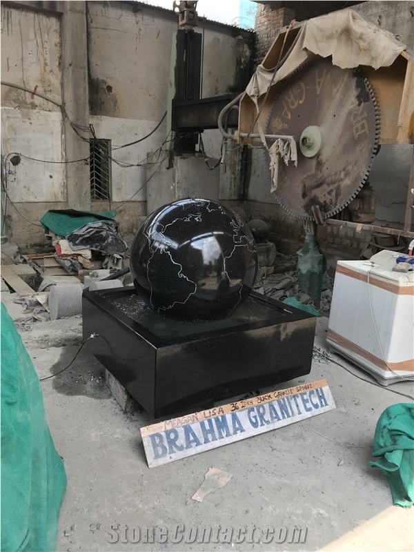 Black Granite Globe Fountain