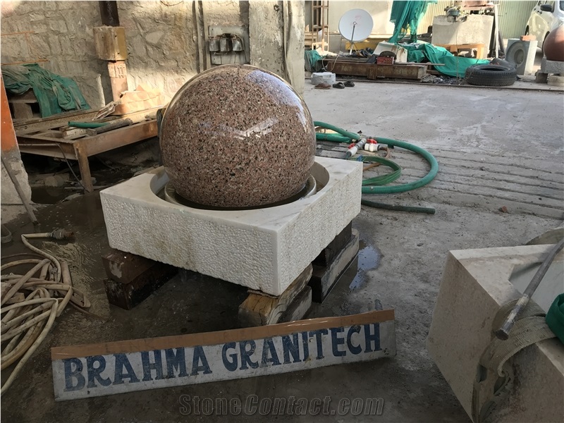 Pink Fountain,Pink Granite Stone Fountain,Ball Fountain