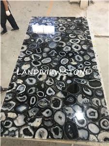 Black Agate Semiprecious Tiles Slabs Stone