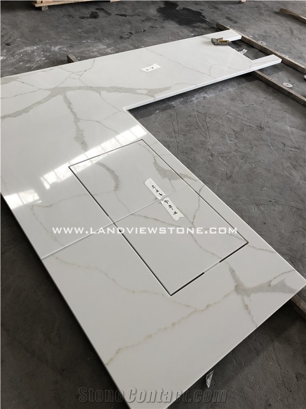 Calacatta Gold Quartz Kitchen Countertops