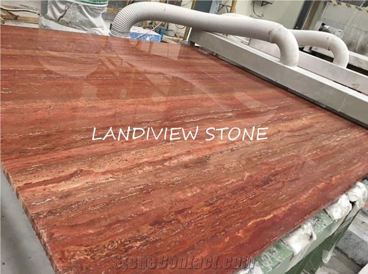 Elazig Rose River Red Travertine Tiles Slabs