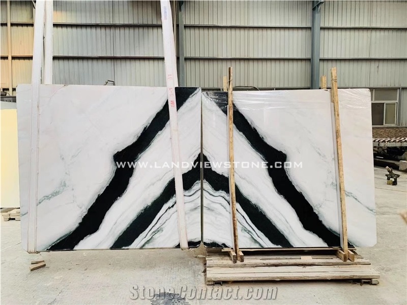 Panda White Marble Bookmatched Big Slabs