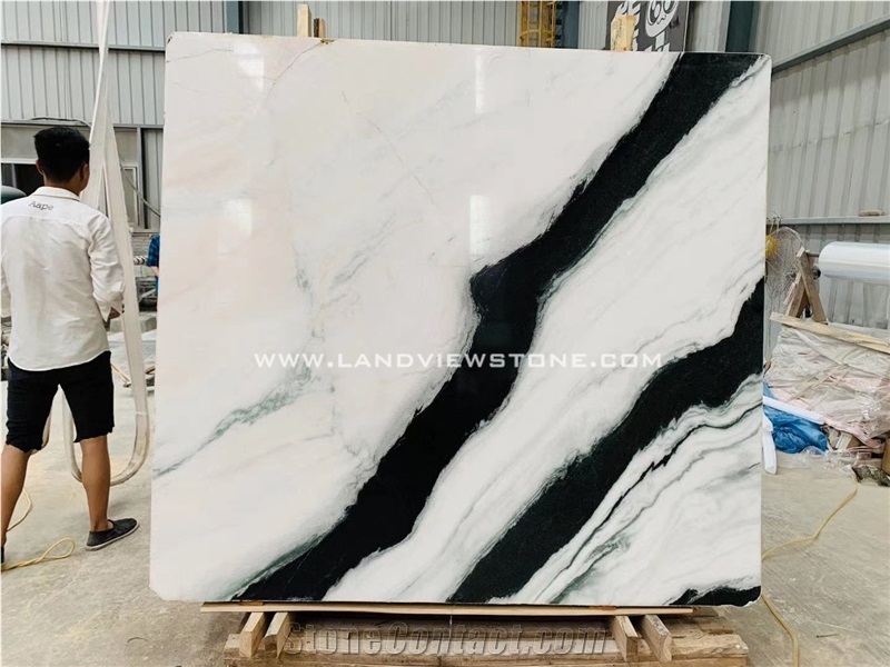 Panda White Marble Bookmatched Big Slabs