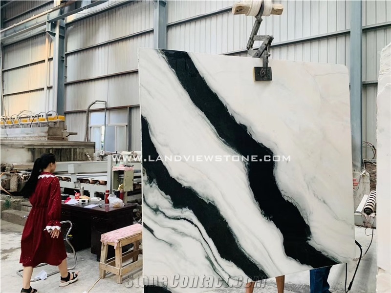 Panda White Marble Bookmatched Big Slabs