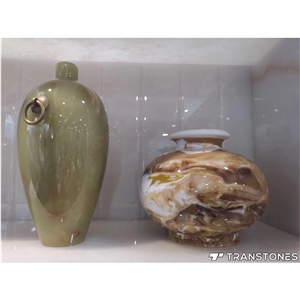 Translucent Resin Panel Green Artificial Onyx Vase