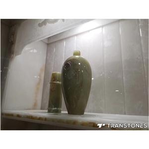 Translucent Resin Panel Green Artificial Onyx Vase