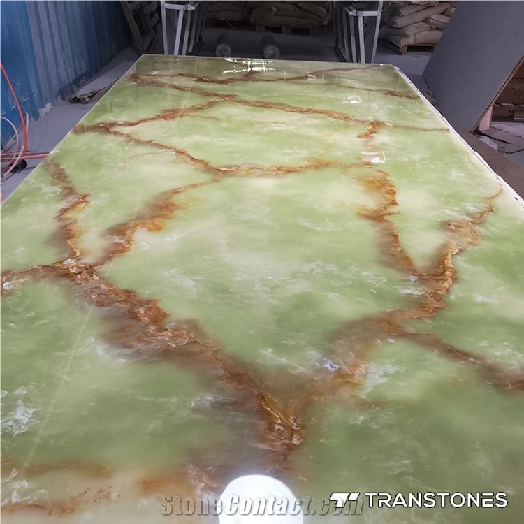 Translucent Resin Panel Green Artificial Onyx Vase