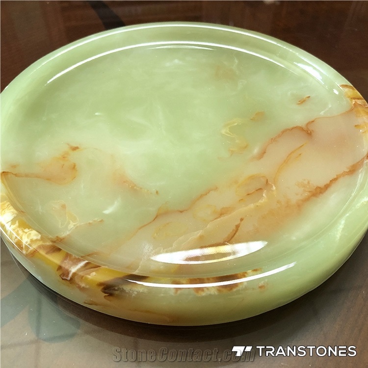 Translucent Resin Panel Green Artificial Onyx Vase