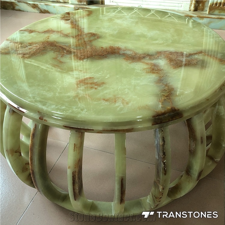 Translucent Resin Panel Green Artificial Onyx Vase