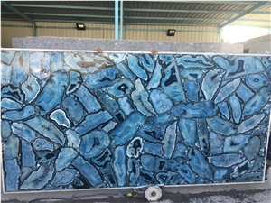 Blue Agate Semiprecious Stone Slabs