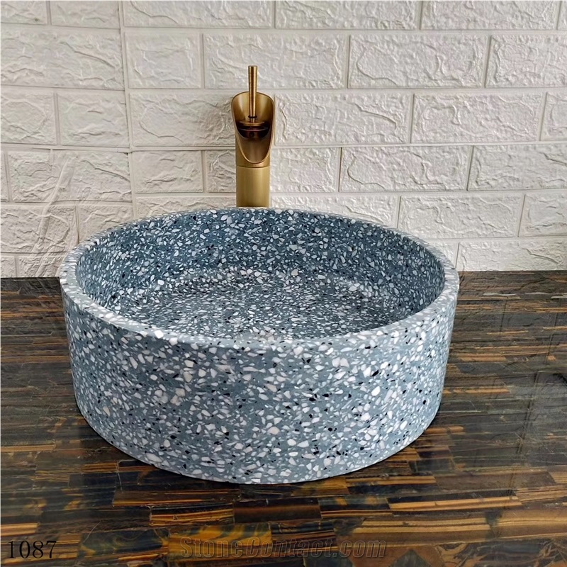 Blue Terrazzo Waterstone Round Basin Sink in China
