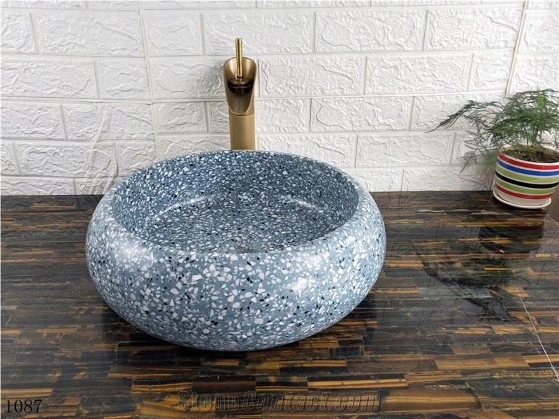 Blue Terrazzo Waterstone Round Basin Sink in China