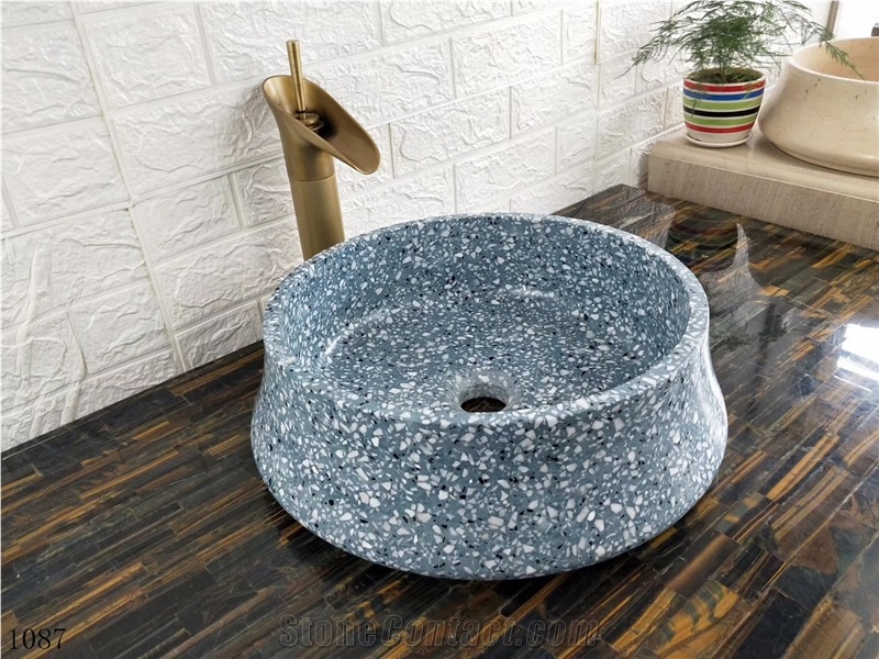 Blue Terrazzo Waterstone Round Basin Sink in China