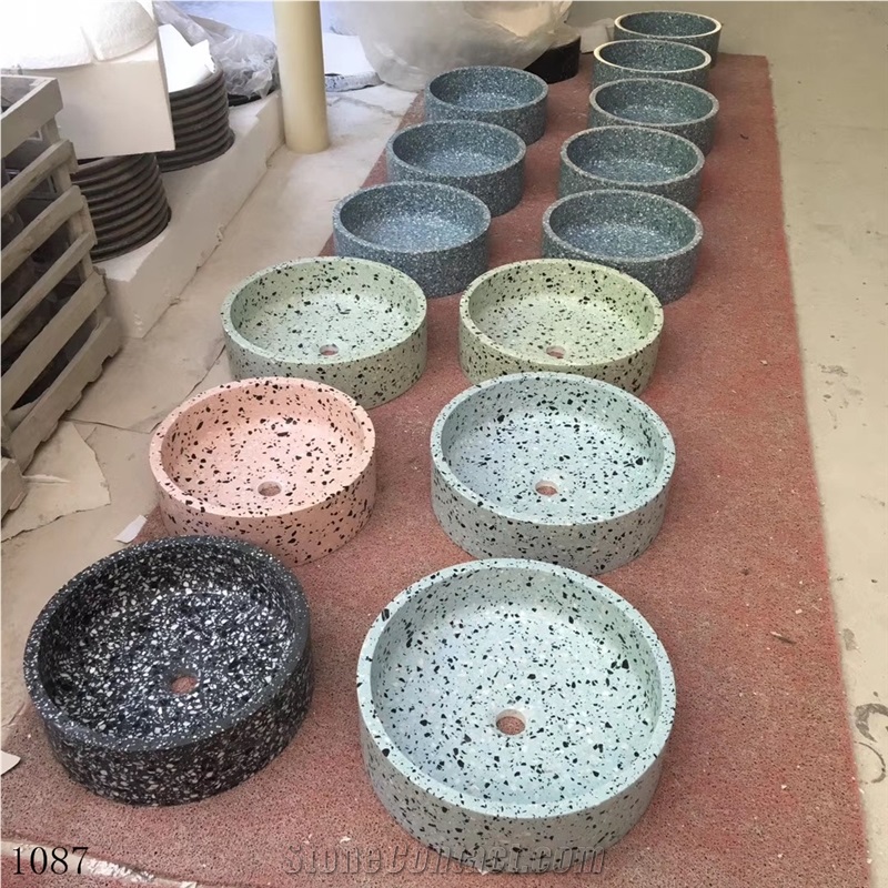 Blue Terrazzo Waterstone Round Basin Sink in China