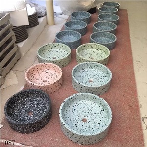 Blue Terrazzo Waterstone Round Basin Sink in China