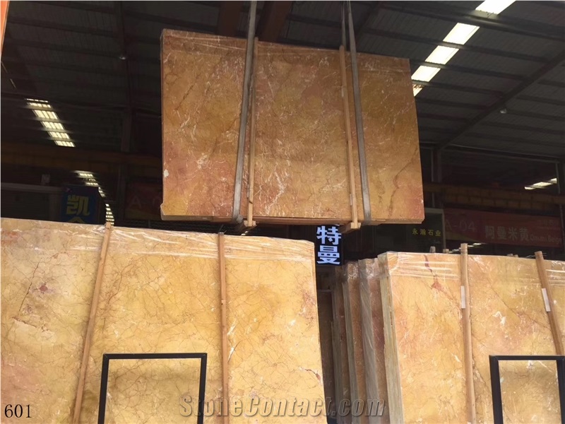 China Kellen Gold Marble Yellow Stone Tiles Slabs