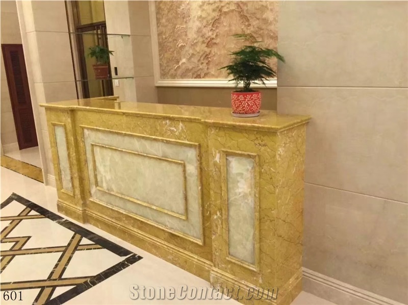 China Kellen Gold Marble Yellow Stone Tiles Slabs