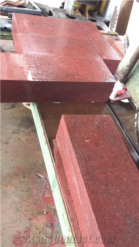China Red Porphyry Floor Tile Flamed Finished Slab