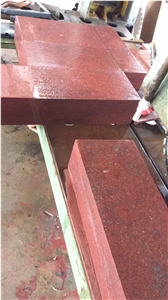 China Red Porphyry Floor Tile Flamed Finished Slab