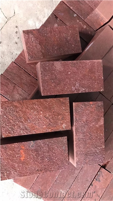 China Red Porphyry Floor Tile Flamed Finished Slab