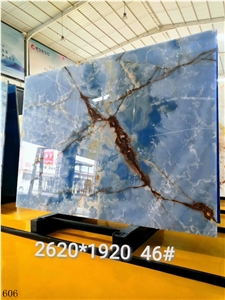 Golden Blue Onyx Printing Jade Azul Wall Covering