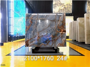 Golden Blue Onyx Printing Jade Azul Wall Covering