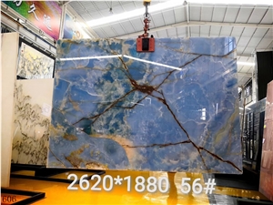 Golden Blue Onyx Printing Jade Azul Wall Covering