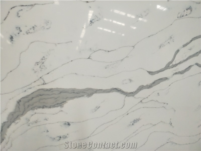 Artificial Calacatta Quartz Stone White Slab Price