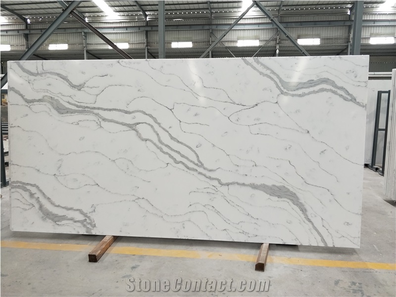 Artificial Calacatta Quartz Stone White Slab Price