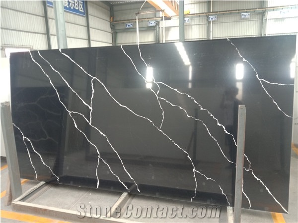 Black Quartz Calacatta Slab