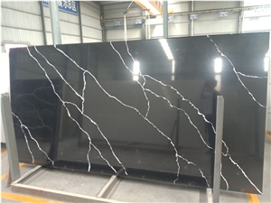 Black Quartz Calacatta Slab